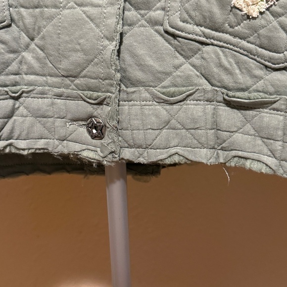 POL Seafoam Green Quilted Jacket with Star patchwork & pearl embellishment boho - Picture 8 of 13